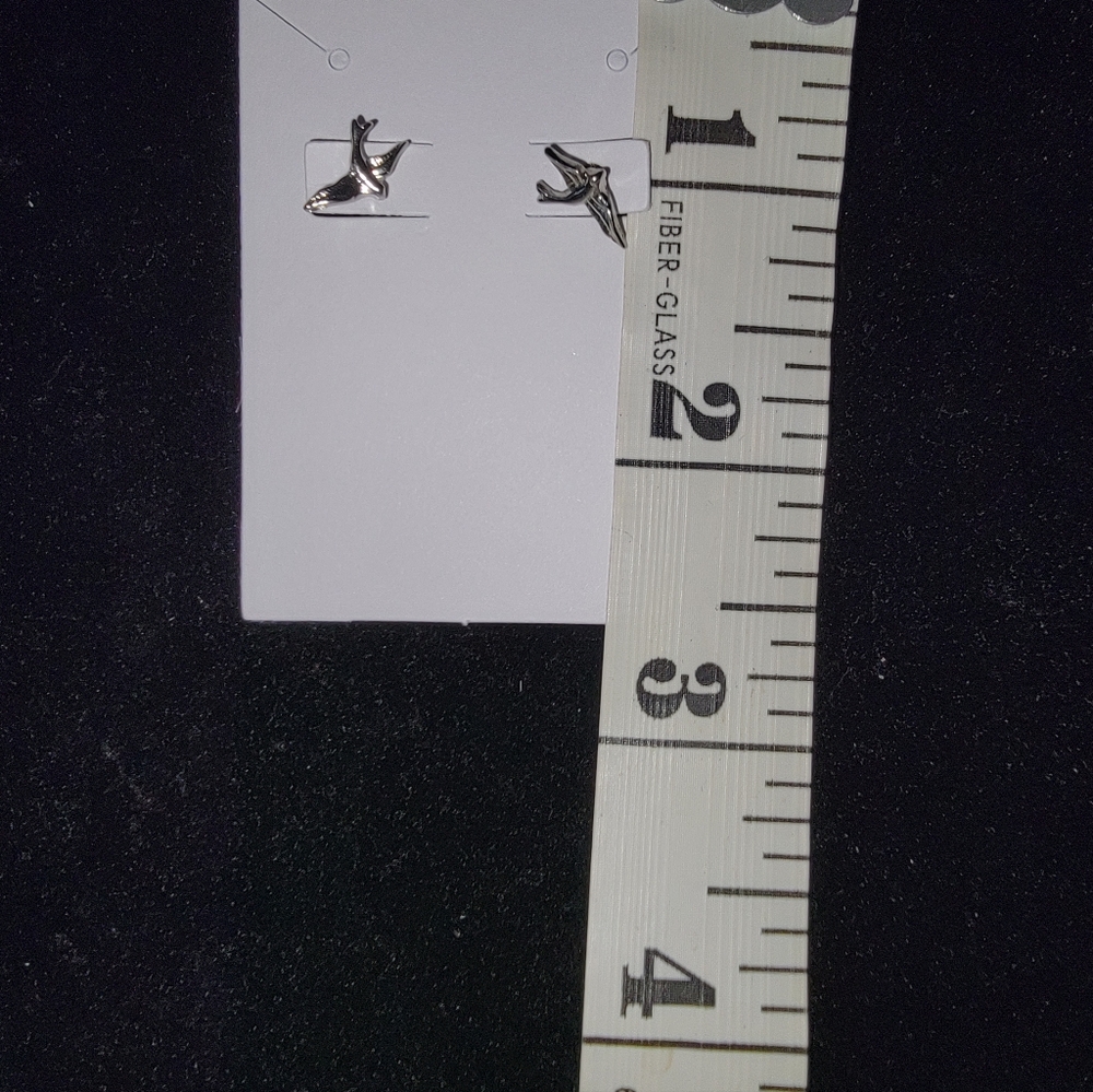 Silver Tone Bird Stud Earrings